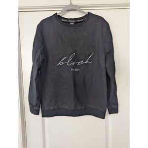 Blvck Signature Sweater women's size Large black logo French Terry sweatshirt